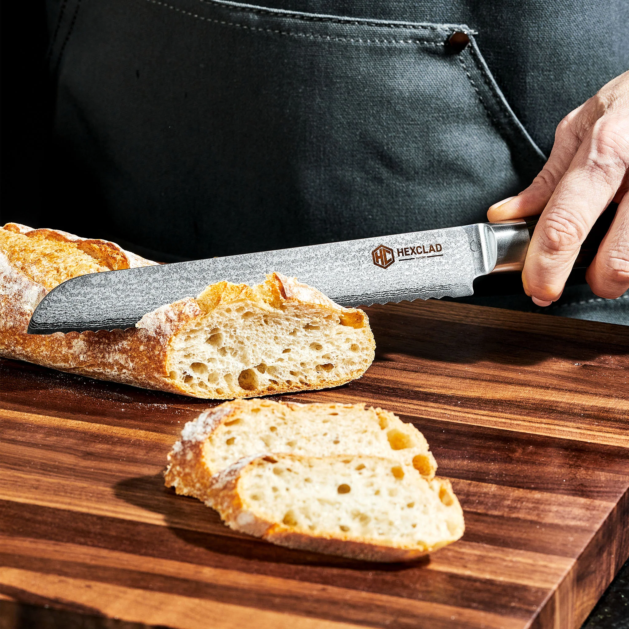 Damascus Steel 20 cm Serrated Bread Knife - Image 4